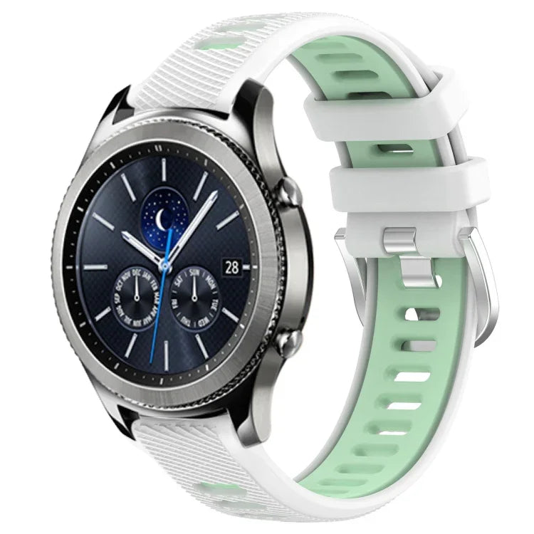 22mm Sports Two-Color Steel Buckle Silicone Watch Band, For Samsung Galaxy Watch3 45mm, For Samsung Galaxy Watch 46mm, For Samsung Gear S3 Classic, For Samsung Gear S3 Frontier