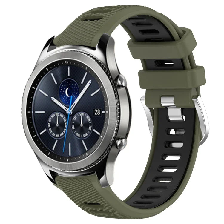 22mm Sports Two-Color Steel Buckle Silicone Watch Band, For Samsung Galaxy Watch3 45mm, For Samsung Galaxy Watch 46mm, For Samsung Gear S3 Classic, For Samsung Gear S3 Frontier