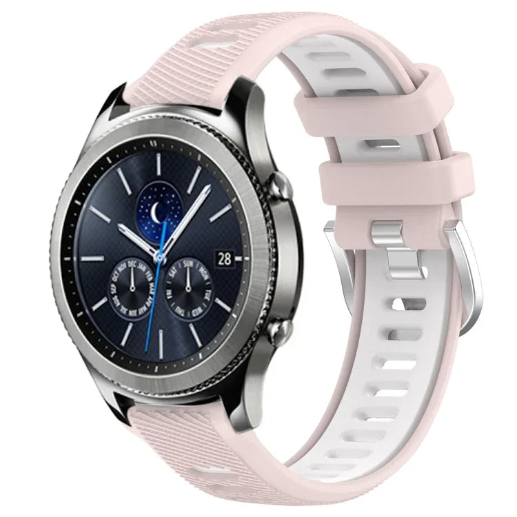 22mm Sports Two-Color Steel Buckle Silicone Watch Band, For Samsung Galaxy Watch3 45mm, For Samsung Galaxy Watch 46mm, For Samsung Gear S3 Classic, For Samsung Gear S3 Frontier