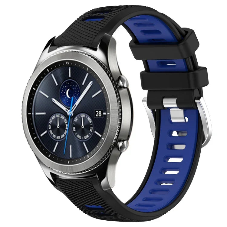 22mm Sports Two-Color Steel Buckle Silicone Watch Band, For Samsung Galaxy Watch3 45mm, For Samsung Galaxy Watch 46mm, For Samsung Gear S3 Classic, For Samsung Gear S3 Frontier
