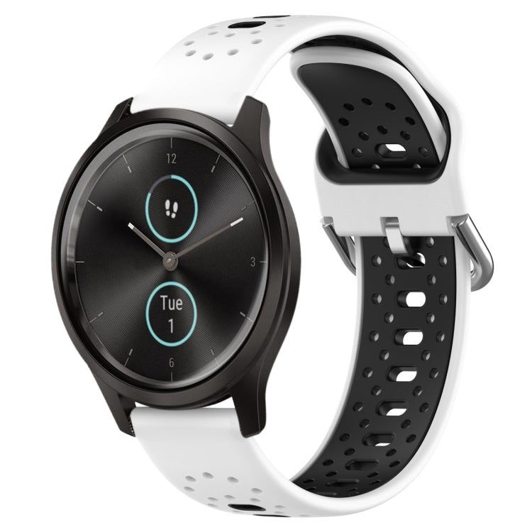 20mm Breathable Two-Color Silicone Watch Band, For Garmin Venu SQ, For Garmin VivoMove Style, For Garmin VivoMove Luxe