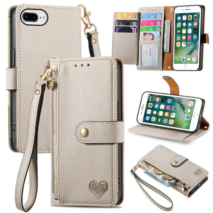 Love Zipper Lanyard Leather Phone Case, For iPhone 11, For iPhone 11 Pro, For iPhone XR, For iPhone XS Max, For iPhone 7 Plus / 8 Plus, For iPhone 6 Plus / 6s Plus, For iPhone 6 / 6s
