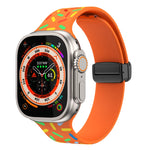 Rainbow Dots Silicone Magnetic Black Buckle Watch Band, For Apple Watch SE 2022 44mm, For Apple Watch 7 41mm, For Apple Watch 7 45mm, For Apple Watch SE 40mm