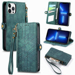 Geometric Zipper Wallet Side Buckle Leather Phone Case, For iPhone 14 Pro Max, For iPhone 7 / 8 / SE 2022, For iPhone 13 Pro Max, For iPhone 13 Pro, For iPhone 13, For iPhone 12 / 12 Pro, For iPhone 12 Pro Max, For iPhone 11 Pro Max