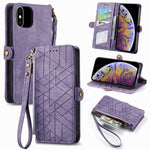Geometric Zipper Wallet Side Buckle Leather Phone Case, For iPhone 11, For iPhone 11 Pro, For iPhone XR, For iPhone XS Max, For iPhone 7 Plus / 8 Plus, For iPhone 6 Plus / 6s Plus, For iPhone 6 / 6s