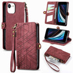 Geometric Zipper Wallet Side Buckle Leather Phone Case, For iPhone 14 Pro Max, For iPhone 7 / 8 / SE 2022, For iPhone 13 Pro Max, For iPhone 13 Pro, For iPhone 13, For iPhone 12 / 12 Pro, For iPhone 12 Pro Max, For iPhone 11 Pro Max