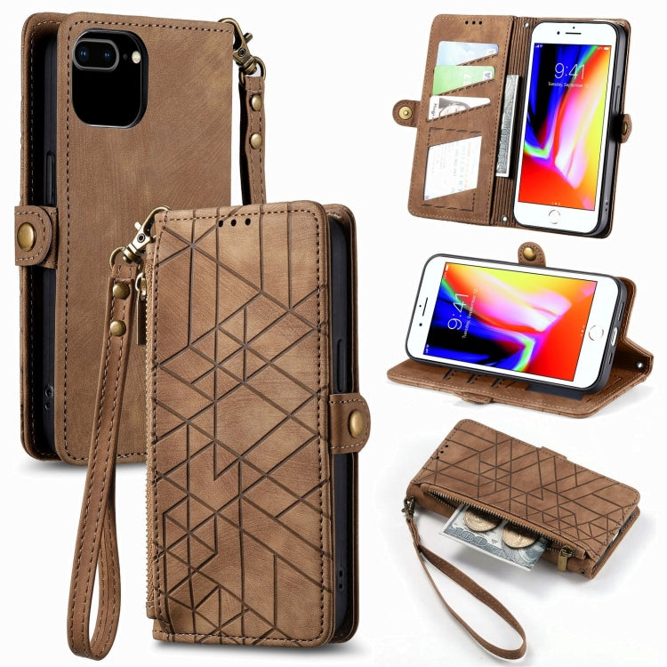 Geometric Zipper Wallet Side Buckle Leather Phone Case, For iPhone 11, For iPhone 11 Pro, For iPhone XR, For iPhone XS Max, For iPhone 7 Plus / 8 Plus, For iPhone 6 Plus / 6s Plus, For iPhone 6 / 6s