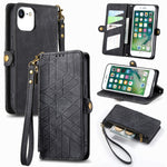 Geometric Zipper Wallet Side Buckle Leather Phone Case, For iPhone 11, For iPhone 11 Pro, For iPhone XR, For iPhone XS Max, For iPhone 7 Plus / 8 Plus, For iPhone 6 Plus / 6s Plus, For iPhone 6 / 6s