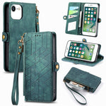 Geometric Zipper Wallet Side Buckle Leather Phone Case, For iPhone 11, For iPhone 11 Pro, For iPhone XR, For iPhone XS Max, For iPhone 7 Plus / 8 Plus, For iPhone 6 Plus / 6s Plus, For iPhone 6 / 6s