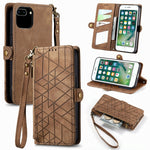 Geometric Zipper Wallet Side Buckle Leather Phone Case, For iPhone 11, For iPhone 11 Pro, For iPhone XR, For iPhone XS Max, For iPhone 7 Plus / 8 Plus, For iPhone 6 Plus / 6s Plus, For iPhone 6 / 6s