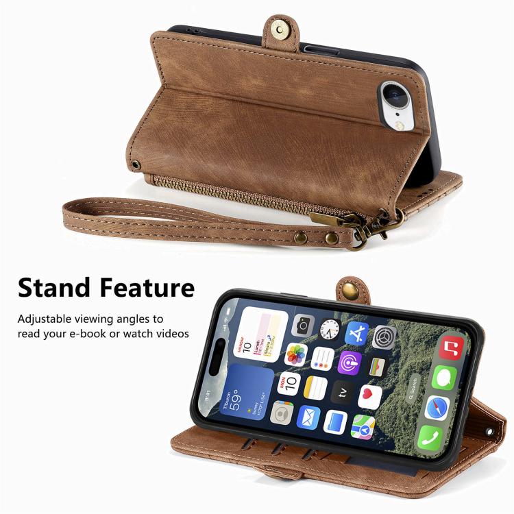 Geometric Zipper Wallet Side Buckle Leather Phone Case, For iPhone 17e / 16e, For iPhone 17 Pro Max, For iPhone 17 Pro, For iPhone 17, For iPhone Air, For iPhone 16 Pro Max, For iPhone 16 Pro, For iPhone 16 Plus