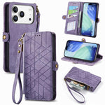 Geometric Zipper Wallet Side Buckle Leather Phone Case, For iPhone 17e / 16e, For iPhone 17 Pro Max, For iPhone 17 Pro, For iPhone 17, For iPhone Air, For iPhone 16 Pro Max, For iPhone 16 Pro, For iPhone 16 Plus