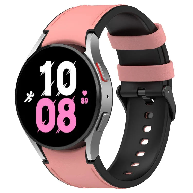 Silicone Leather Black Buckle Watch Band, For Samsung Galaxy Watch 6 Classic, For Samsung Galaxy Watch 6