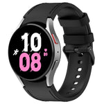 Silicone Leather Black Buckle Watch Band, For Samsung Galaxy Watch 6 Classic, For Samsung Galaxy Watch 6