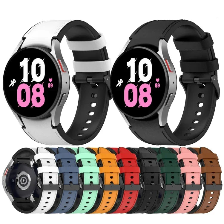 Silicone Leather Black Buckle Watch Band, For Samsung Galaxy Watch 6 Classic, For Samsung Galaxy Watch 6