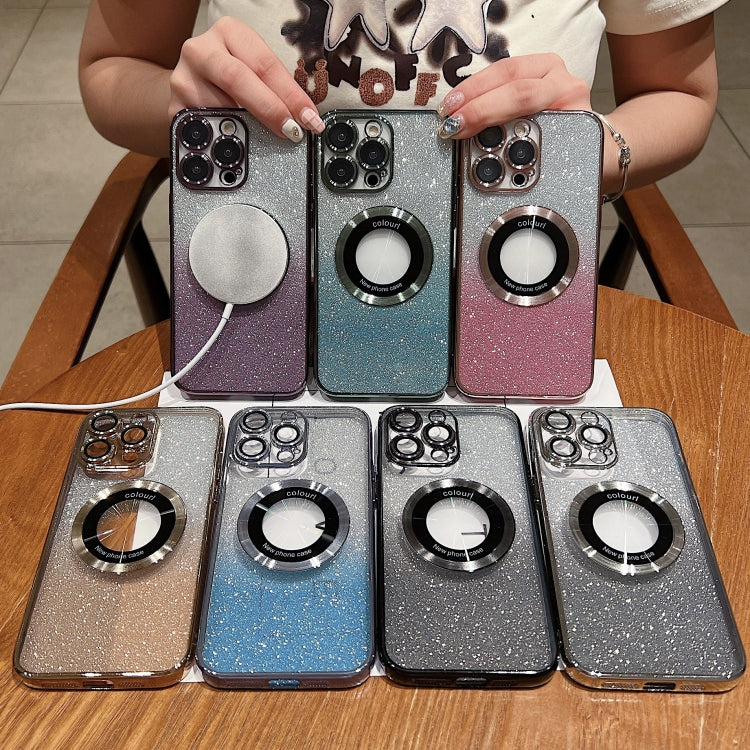 Gradient Glitter Electroplating MagSafe TPU Phone Case, For iPhone 16 Pro, For iPhone 16 Plus, For iPhone 15 Pro Max, For iPhone 15 Pro, For iPhone 15 Plus, For iPhone 15, For iPhone 14 Plus