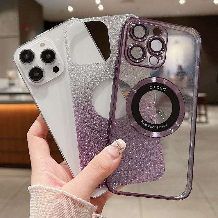 Gradient Glitter Electroplating MagSafe TPU Phone Case, For iPhone 16 Pro, For iPhone 16 Plus, For iPhone 15 Pro Max, For iPhone 15 Pro, For iPhone 15 Plus, For iPhone 15, For iPhone 14 Plus