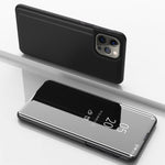 Plated Mirror Horizontal Flip Leather Phone Case with Holder, For iPhone 17e / 16e, For iPhone 17 Pro Max, For iPhone 17 Pro, For iPhone 17, For iPhone Air, For iPhone 16 Pro Max