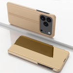 Plated Mirror Horizontal Flip Leather Phone Case with Holder, For iPhone 17e / 16e, For iPhone 17 Pro Max, For iPhone 17 Pro, For iPhone 17, For iPhone Air, For iPhone 16 Pro Max