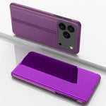 Plated Mirror Horizontal Flip Leather Phone Case with Holder, For iPhone 17e / 16e, For iPhone 17 Pro Max, For iPhone 17 Pro, For iPhone 17, For iPhone Air, For iPhone 16 Pro Max