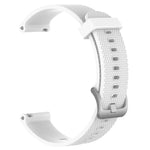 20mm silicone watch band for Samsung Galaxy Watch in white with textured design, suitable for various models.