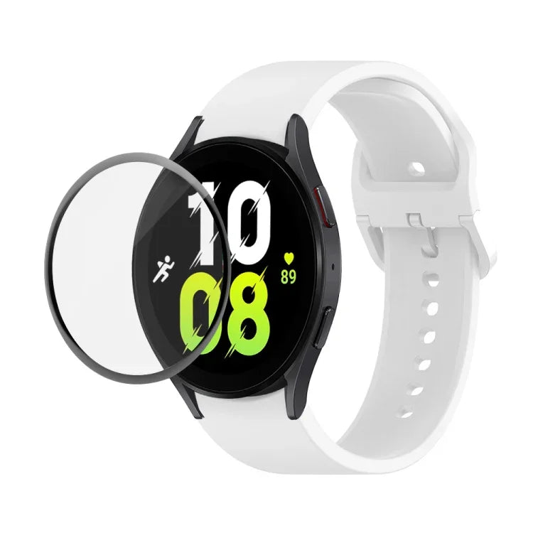 JUNSUNMAY Silicone Adjustable Strap + Full Coverage PMMA Screen Protector Kit, For Samsung Galaxy Watch5 40mm, For Samsung Galaxy Watch4 44mm, For Samsung Galaxy Watch4 40mm