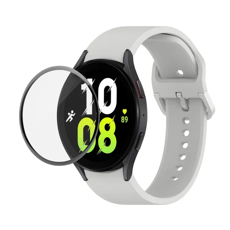 JUNSUNMAY Silicone Adjustable Strap + Full Coverage PMMA Screen Protector Kit, For Samsung Galaxy Watch5 40mm, For Samsung Galaxy Watch4 44mm, For Samsung Galaxy Watch4 40mm