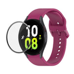 JUNSUNMAY Silicone Adjustable Strap + Full Coverage PMMA Screen Protector Kit, For Samsung Galaxy Watch6 Classic 43mm, For Samsung Galaxy Watch5 44mm, For Samsung Galaxy Watch5 Pro 45mm