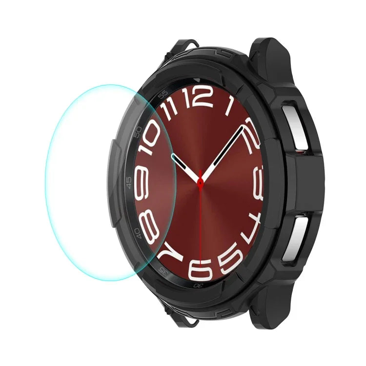 ENKAY Hat-Prince 2 in 1 TPU Armor Watch Case + 0.2mm 9H Tempered Glass Screen Protector, For Samsung Galaxy Watch6 Classic 47mm, For Samsung Galaxy Watch6 Classic 43mm