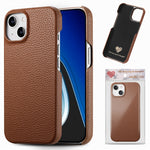 Litchi Oil Edge Leather Back Phone Case, For iPhone 15