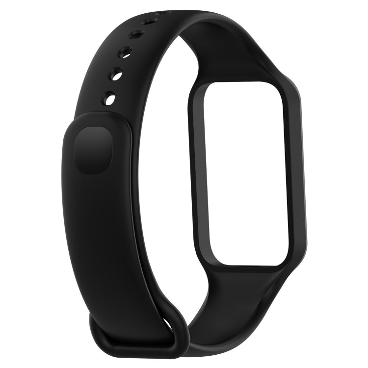For Xiaomi Mi Band 8 Active Solid Color Integrated Silicone Watch Band, Black, Purple, Teal Green, Dark Blue, Red, Orange, White, Green, Light Blue, Army Green, Pink, Stralight Color