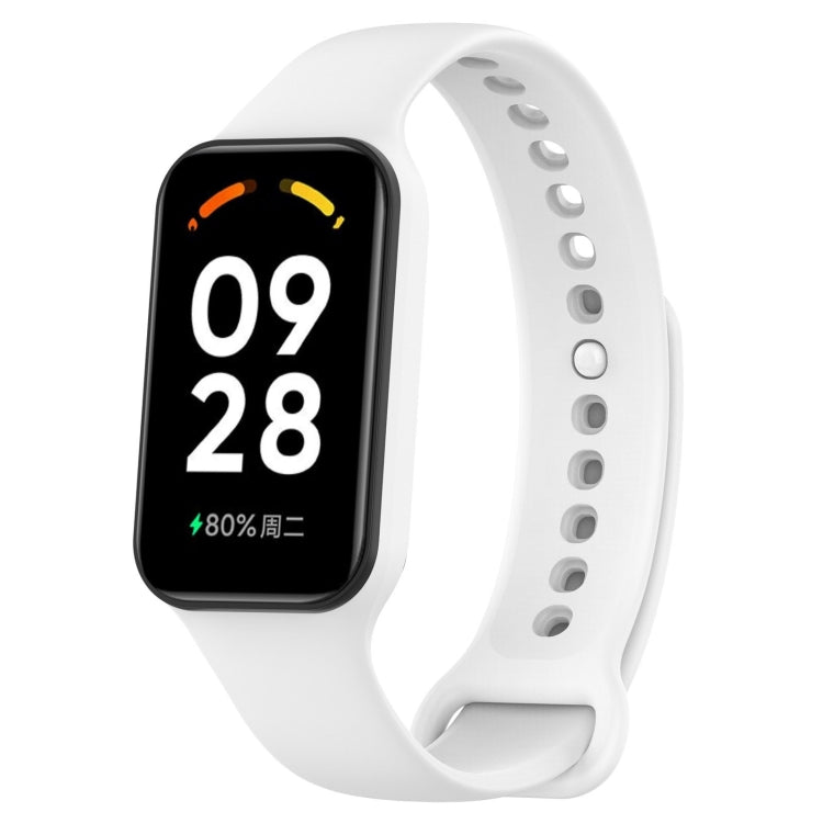 For Xiaomi Mi Band 8 Active Solid Color Integrated Silicone Watch Band, Black, Purple, Teal Green, Dark Blue, Red, Orange, White, Green, Light Blue, Army Green, Pink, Stralight Color