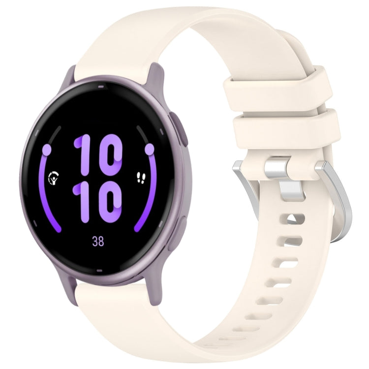 Liquid Glossy Silver Buckle Silicone Watch Band, For Garmin Active5, For Garmin VivoMove Trend, For Garmin Venu SQ2, For Garmin Venu / Venu SQ