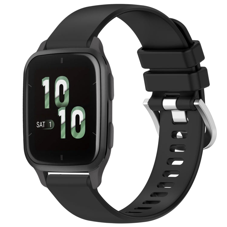 Liquid Glossy Silver Buckle Silicone Watch Band, For Garmin Active5, For Garmin VivoMove Trend, For Garmin Venu SQ2, For Garmin Venu / Venu SQ