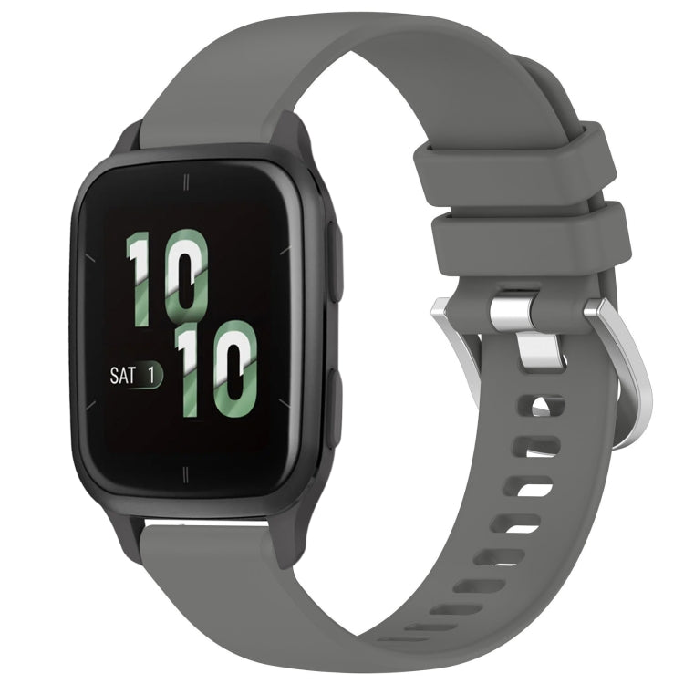 Liquid Glossy Silver Buckle Silicone Watch Band, For Garmin Active5, For Garmin VivoMove Trend, For Garmin Venu SQ2, For Garmin Venu / Venu SQ