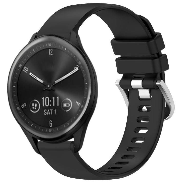 Liquid Glossy Silver Buckle Silicone Watch Band, For Garmin Vivomove Sport, For Garmin Venu 2 Plus, For Garmin Vivoactive3 / 3 Music, For Garmin Forerunner 158 / 55