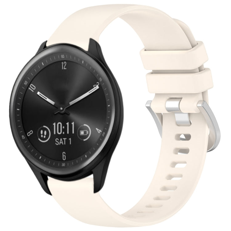 Liquid Glossy Silver Buckle Silicone Watch Band, For Garmin Vivomove Sport, For Garmin Venu 2 Plus, For Garmin Vivoactive3 / 3 Music, For Garmin Forerunner 158 / 55