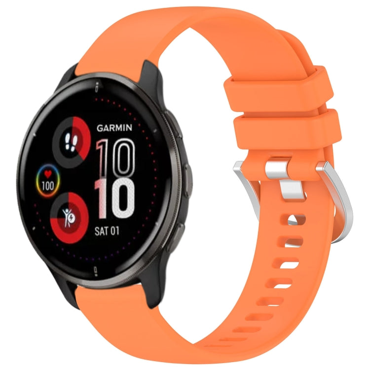 Liquid Glossy Silver Buckle Silicone Watch Band, For Garmin Vivomove Sport, For Garmin Venu 2 Plus, For Garmin Vivoactive3 / 3 Music, For Garmin Forerunner 158 / 55