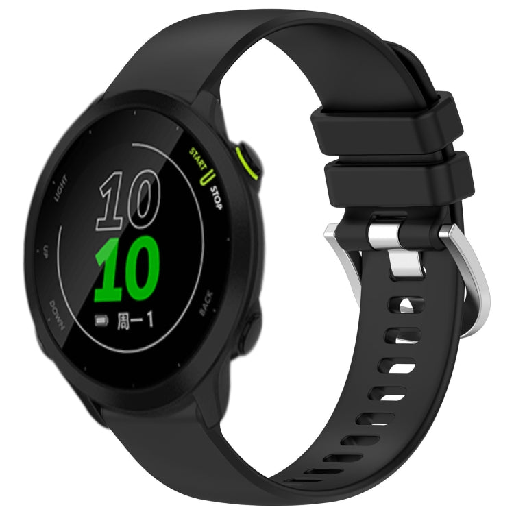 Liquid Glossy Silver Buckle Silicone Watch Band, For Garmin Vivomove Sport, For Garmin Venu 2 Plus, For Garmin Vivoactive3 / 3 Music, For Garmin Forerunner 158 / 55