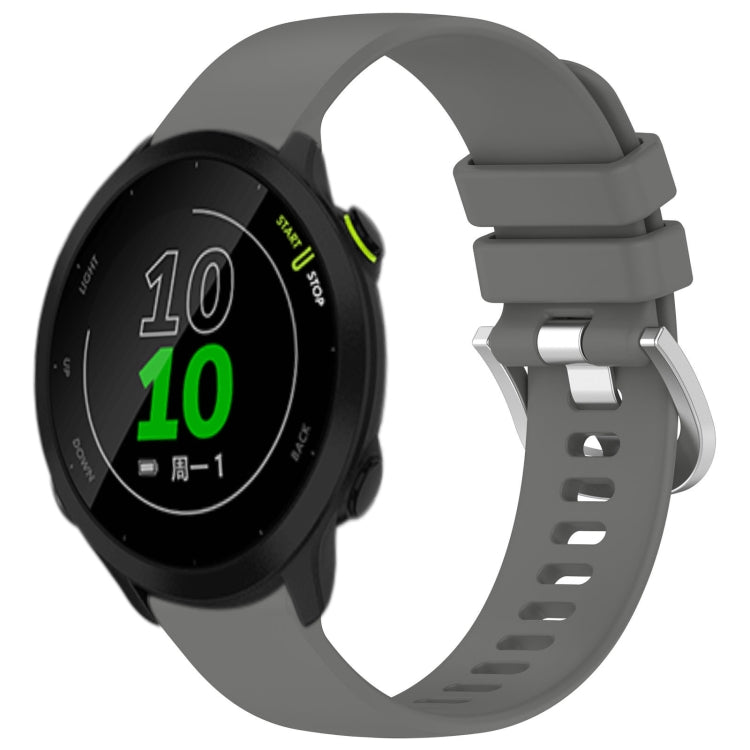 Liquid Glossy Silver Buckle Silicone Watch Band, For Garmin Vivomove Sport, For Garmin Venu 2 Plus, For Garmin Vivoactive3 / 3 Music, For Garmin Forerunner 158 / 55