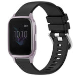 Liquid Glossy Silver Buckle Silicone Watch Band, For Garmin Active5, For Garmin VivoMove Trend, For Garmin Venu SQ2, For Garmin Venu / Venu SQ