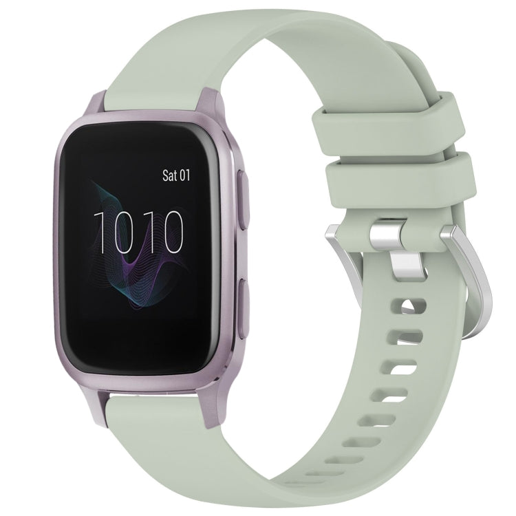 Liquid Glossy Silver Buckle Silicone Watch Band, For Garmin Active5, For Garmin VivoMove Trend, For Garmin Venu SQ2, For Garmin Venu / Venu SQ