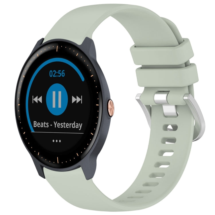 Liquid Glossy Silver Buckle Silicone Watch Band, For Garmin Vivomove Sport, For Garmin Venu 2 Plus, For Garmin Vivoactive3 / 3 Music, For Garmin Forerunner 158 / 55