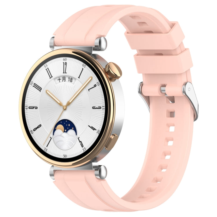 Official Steps Style Silver Buckle Silicone Watch Band, For Huawei Watch GT4 46mm, For Huawei Watch GT4 41mm