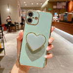 Electroplating Love Heart Holder TPU Phone Case, For iPhone 17e / 16e, For iPhone 17 Pro Max, For iPhone 17 Pro, For iPhone 17, For iPhone Air, For iPhone 16 Pro Max, For iPhone 16 Pro, For iPhone 16 Plus