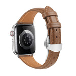 Plain Leather Butterfly Buckle Watch Band, For Apple Watch Series 6 40mm, For Apple Watch Series 6 44mm, For Apple Watch Series 5 44mm, For Apple Watch Series 5 40mm