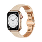 Plain Leather Butterfly Buckle Watch Band, For Apple Watch Series 6 40mm, For Apple Watch Series 6 44mm, For Apple Watch Series 5 44mm, For Apple Watch Series 5 40mm