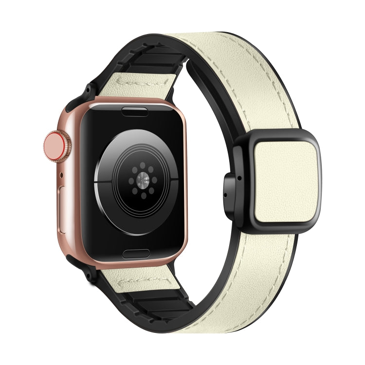 Fold Magnetic Square Buckle PU Silicone Watch Band, For Apple Watch Series 9 41mm, For Apple Watch Ultra 49mm, For Apple Watch Series 8 41mm, For Apple Watch Series 8 45mm