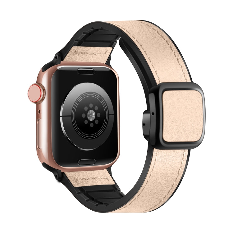 Fold Magnetic Square Buckle PU Silicone Watch Band, For Apple Watch SE 2022 40mm, For Apple Watch SE 2022 44mm, Fro Apple Watch Series 7 41mm, For Apple Watch Series 7 45mm
