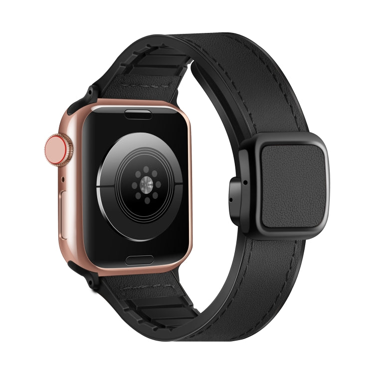 Fold Magnetic Square Buckle PU Silicone Watch Band, For Apple Watch SE 2022 40mm, For Apple Watch SE 2022 44mm, Fro Apple Watch Series 7 41mm, For Apple Watch Series 7 45mm